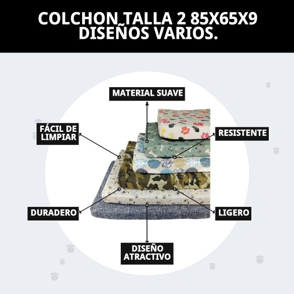 Colchón Talla 2 para Mascotas - Comodidad y Estilo Variados
