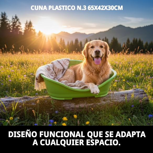 Cuna Plástico N.3 65x42x30cm para Mascotas Cómoda y Resistente