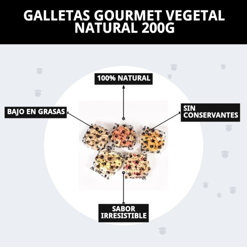 Galletas Gourmet Vegetal Natural para Perros 200g Deliciosas