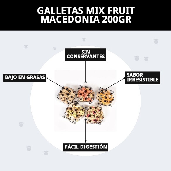 Galletas Mix Fruit Macedonia para Perros 200g - Salud y Sabor