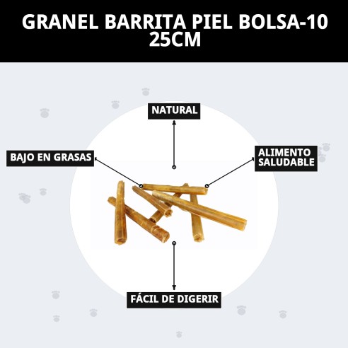 Barrita de Piel Natural para Perros - Bolsa de 10 Unidades