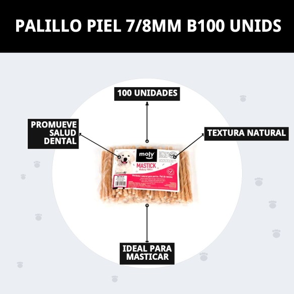 Palillo de Piel 7/8MM - Bolsa 100 Unidades para Mascotas