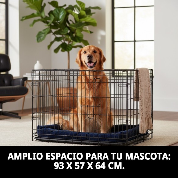 Jaula Metálica Grande 93x57x64 cm para Mascotas cómodas