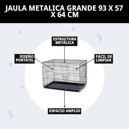 Jaula Metálica Grande 93x57x64 cm para Mascotas cómodas
