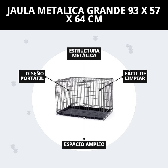 Jaula Metálica Grande 93x57x64 cm para Mascotas cómodas
