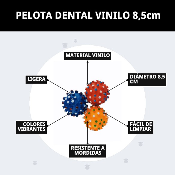 Pelota Dental Vinilo 8,5cm: Juguete Ideal para Mascotas
