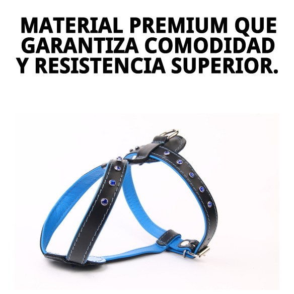 Arnés de Piel Luxury con Cristales - 60 cm para Mascotas