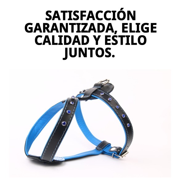 Arnés de Piel Luxury con Cristales - 60 cm para Mascotas
