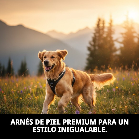 Arnés de Piel Luxury con Clavos 60 cm - Estilo y Comodidad