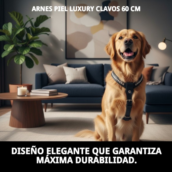 Arnés de Piel Luxury con Clavos 60 cm - Estilo y Comodidad