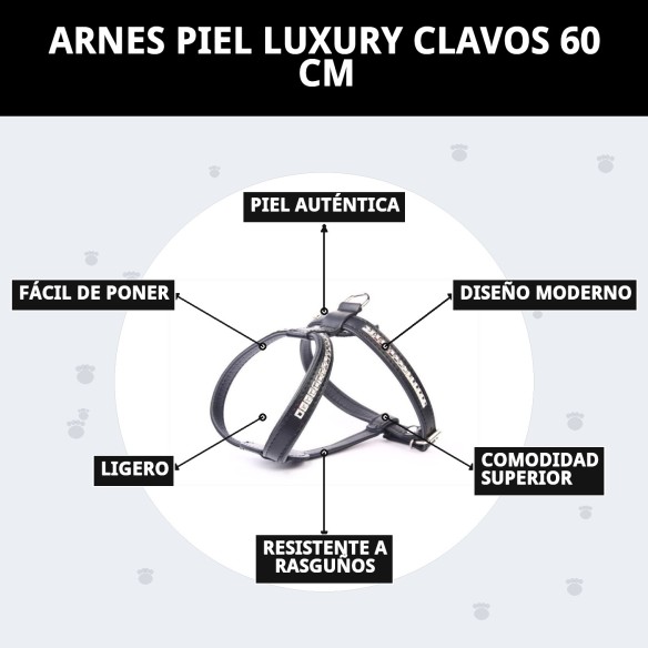 Arnés de Piel Luxury con Clavos 60 cm - Estilo y Comodidad