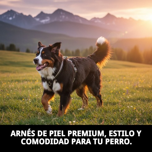 Arnés de Piel Luxury Clavos 90 cm para Mascotas Elegantes