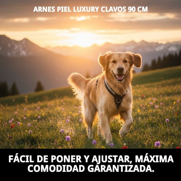 Arnés de Piel Luxury Clavos 90 cm para Mascotas Elegantes