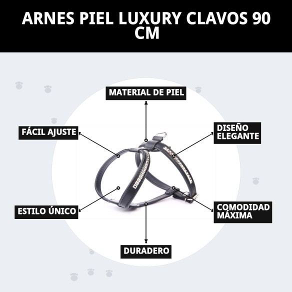 Arnés de Piel Luxury Clavos 90 cm para Mascotas Elegantes