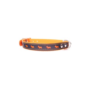 Collar Luxury Reflectante de Piel - 57 cm Naranja Brillante