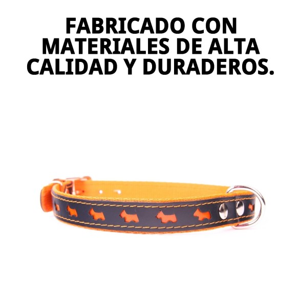 Collar Luxury Reflectante de Piel - 57 cm Naranja Brillante