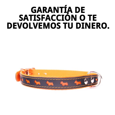 Collar Luxury Reflectante de Piel - 57 cm Naranja Brillante