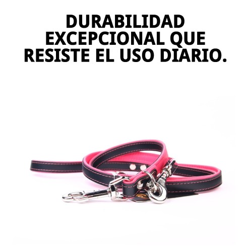 Correa de Piel Luxury 220 cm en Negro y Rosa para Mascotas