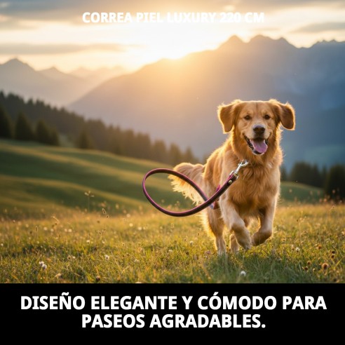 Correa de Piel Luxury 220 cm en Negro y Rosa para Mascotas