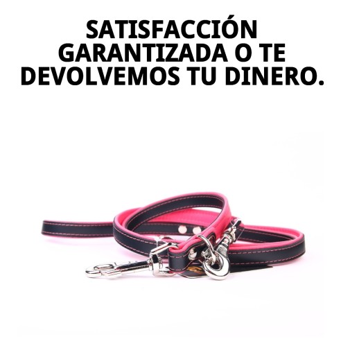 Correa de Piel Luxury 220 cm en Negro y Rosa para Mascotas