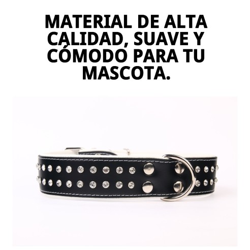 Collar Piel Luxury con Cristales - Elegancia para tu Mascota