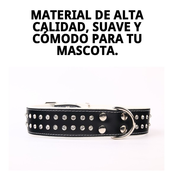 Collar Piel Luxury con Cristales - Elegancia para tu Mascota