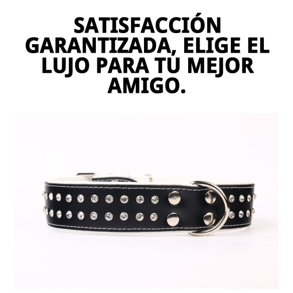 Collar Piel Luxury con Cristales - Elegancia para tu Mascota