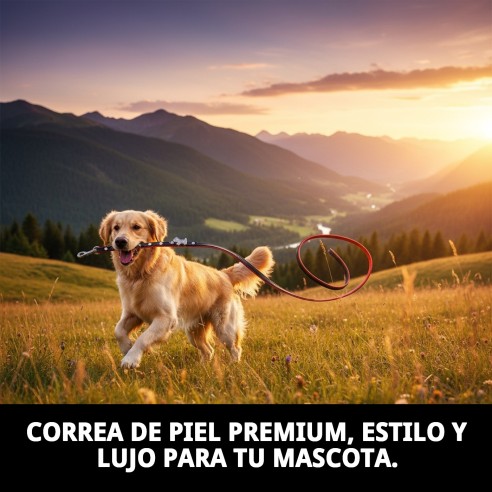 Correa de Piel Luxury Joya 120 cm en Color Rojo