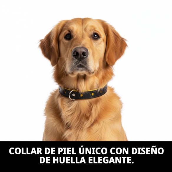 Collar de Piel Luxury Huella 45 cm - Amarillo Reflectante