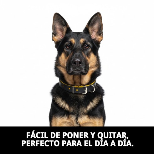 Collar de Piel Luxury Huella 45 cm - Amarillo Reflectante