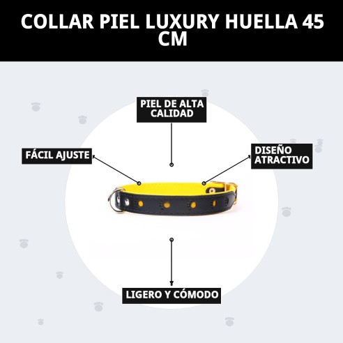Collar de Piel Luxury Huella 45 cm - Amarillo Reflectante