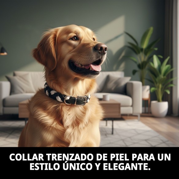 Collar Luxury Trenzado de Piel 50 cm para Mascotas