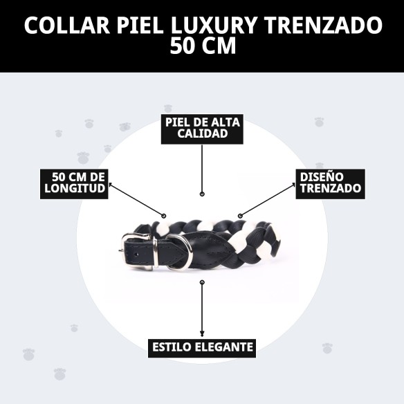 Collar Luxury Trenzado de Piel 50 cm para Mascotas