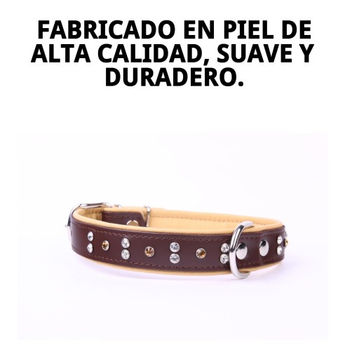 Collar Piel Luxury con Cristales - Elegancia para tu Mascota