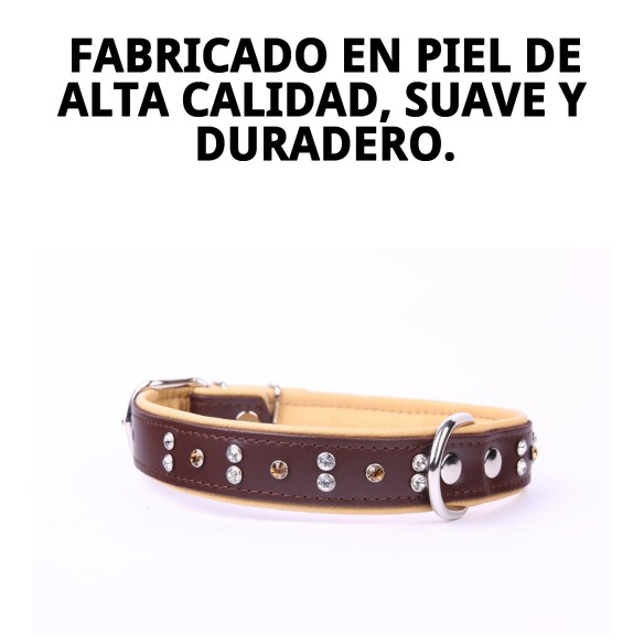 Collar Piel Luxury con Cristales - Elegancia para tu Mascota