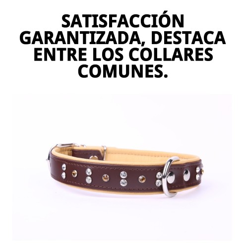 Collar Piel Luxury con Cristales - Elegancia para tu Mascota