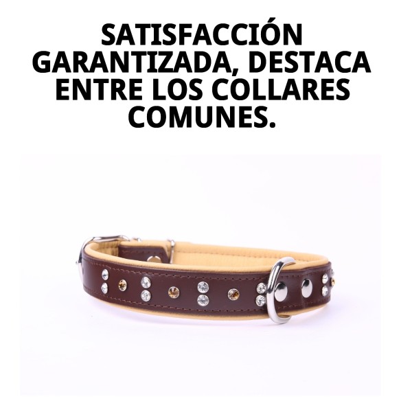 Collar Piel Luxury con Cristales - Elegancia para tu Mascota