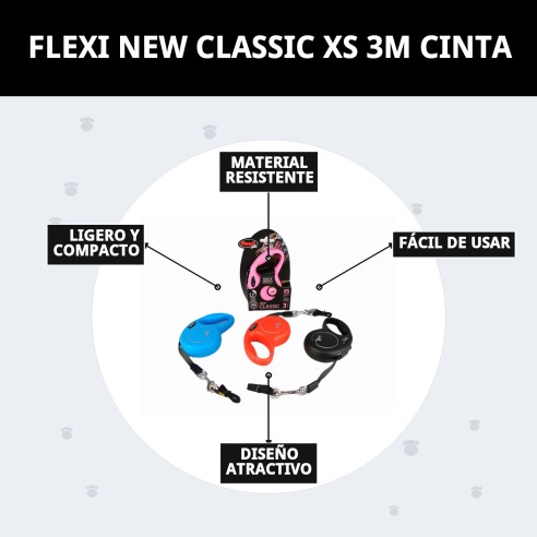 Correa Flexi New Classic XS 3M para paseos seguros y cómodos