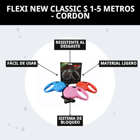 Correa FLEXI NEW CLASSIC S 5m Neón - Ideal para tu mascota