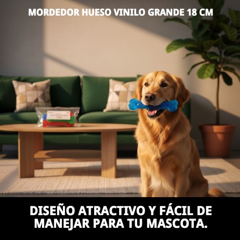 Mordedor Hueso Vinilo Grande 18 cm para tu mascota