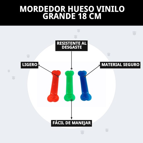 Mordedor Hueso Vinilo Grande 18 cm para tu mascota