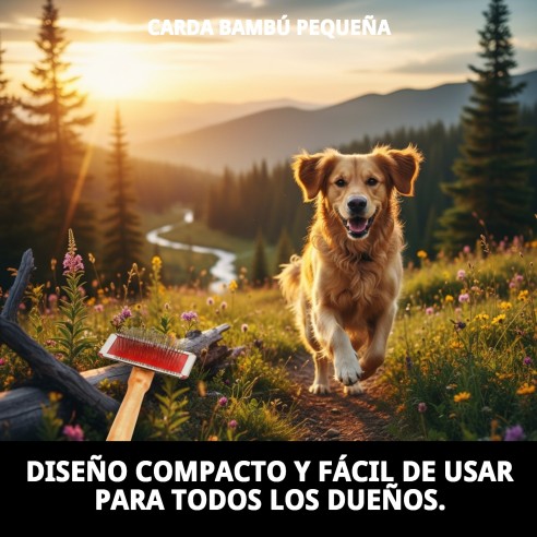 Carda de Bambú Pequeña para el Cuidado del Pelaje de Mascotas