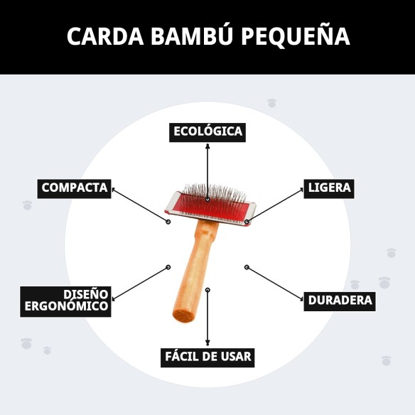 Carda de Bambú Pequeña para el Cuidado del Pelaje de Mascotas