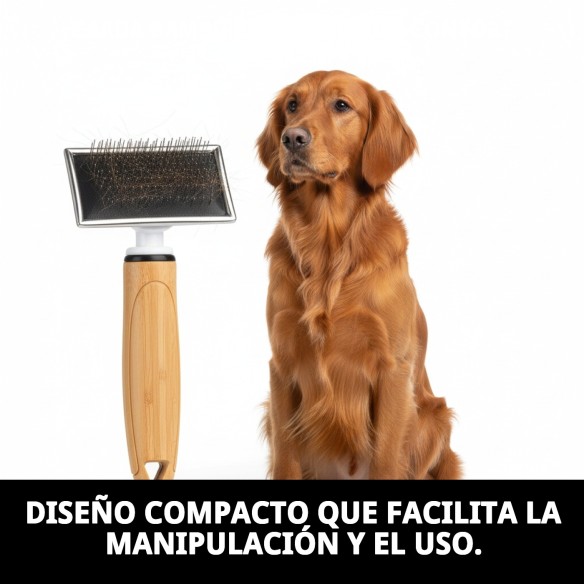 Carda Bambú Pequeña Moly Confort para Peluquería de Mascotas