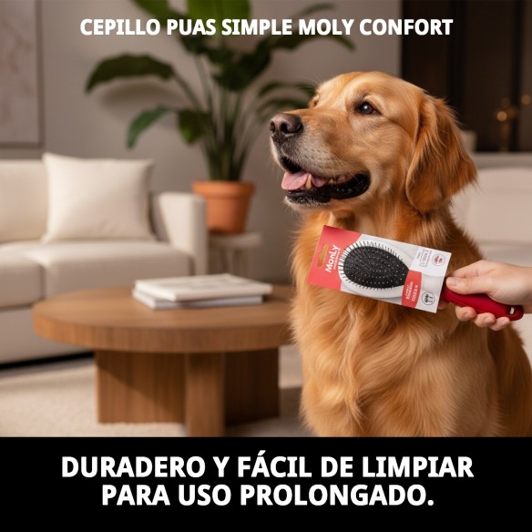 Cepillo Púas Simple Moly Confort para Mascotas - Cuidado Ideal