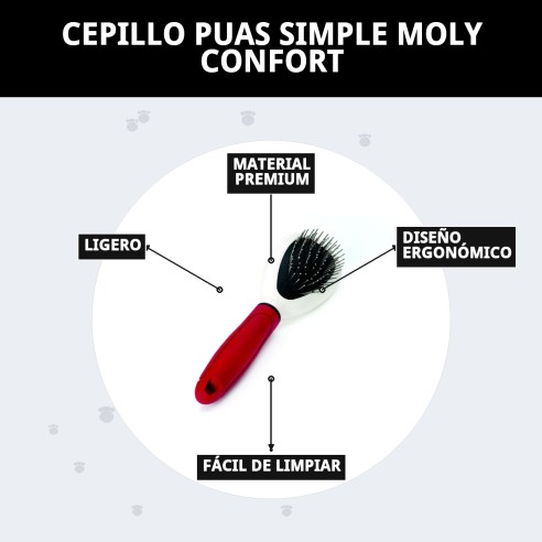 Cepillo Púas Simple Moly Confort para Mascotas - Cuidado Ideal