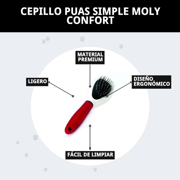 Cepillo Púas Simple Moly Confort para Mascotas - Cuidado Ideal