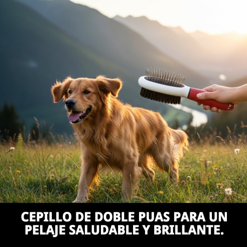 Cepillo Doble Púas Moly Confort para el Cuidado de Mascotas