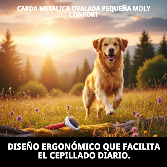 Carda Metálica Ovalada Pequeña Moly Confort para Mascotas