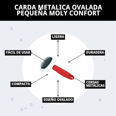 Carda Metálica Ovalada Pequeña Moly Confort para Mascotas